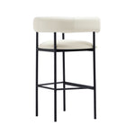 Onda Vegan Leather Metal Upholstered Barstool in Ivory