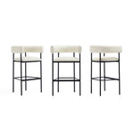 Onda Vegan Leather Metal Upholstered Barstool in Ivory