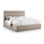 Adam Linen Textured Fabric Upholstered King Bed in Beige