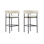 Onda Vegan Leather Metal Upholstered Barstool in Ivory
