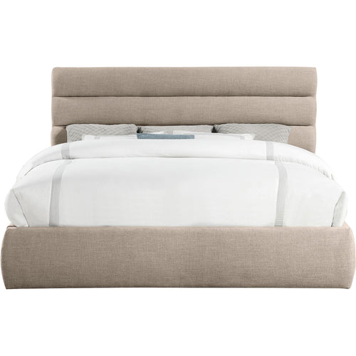 Adam Linen Textured Fabric Upholstered King Bed in Beige