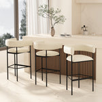 Onda Vegan Leather Metal Upholstered Barstool in Ivory