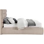 Adam Linen Textured Fabric Upholstered King Bed in Beige