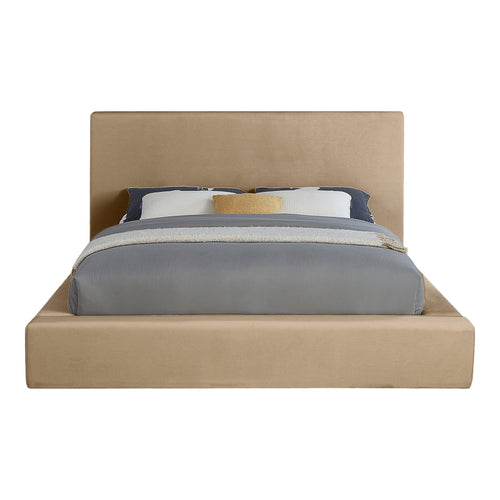 Dorian Velvet Upholstered Queen Bed in Beige