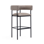 Onda Vegan Leather Metal Upholstered Barstool in Taupe