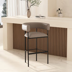 Onda Vegan Leather Metal Upholstered Barstool in Taupe