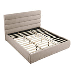 Adam Linen Textured Fabric Upholstered King Bed in Beige