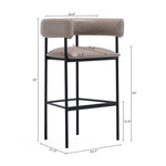 Onda Vegan Leather Metal Upholstered Barstool in Taupe