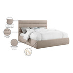 Adam Linen Textured Fabric Upholstered King Bed in Beige