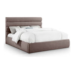 Adam Linen Textured Fabric Upholstered King Bed in Brown