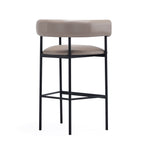 Onda Vegan Leather Metal Upholstered Barstool in Taupe