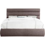 Adam Linen Textured Fabric Upholstered King Bed in Brown
