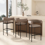 Onda Vegan Leather Metal Upholstered Barstool in Taupe