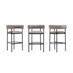 Onda Vegan Leather Metal Upholstered Barstool in Taupe