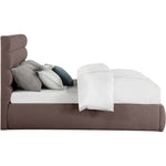Adam Linen Textured Fabric Upholstered King Bed in Brown