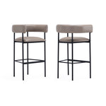 Onda Vegan Leather Metal Upholstered Barstool in Taupe