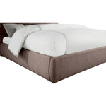 Adam Linen Textured Fabric Upholstered King Bed in Brown