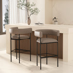 Onda Vegan Leather Metal Upholstered Barstool in Taupe