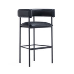 Onda Vegan Leather Metal Upholstered Barstool in Black