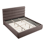 Adam Linen Textured Fabric Upholstered King Bed in Brown