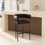 Onda Vegan Leather Metal Upholstered Barstool in Black
