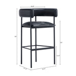 Onda Vegan Leather Metal Upholstered Barstool in Black