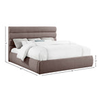 Adam Linen Textured Fabric Upholstered King Bed in Brown