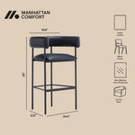 Onda Vegan Leather Metal Upholstered Barstool in Black