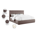 Adam Linen Textured Fabric Upholstered King Bed in Brown