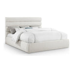 Adam Linen Textured Fabric Upholstered King Bed in Cream