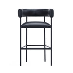 Onda Vegan Leather Metal Upholstered Barstool in Black