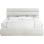 Adam Linen Textured Fabric Upholstered King Bed in Cream