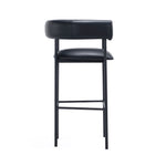 Onda Vegan Leather Metal Upholstered Barstool in Black