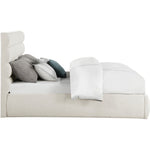 Adam Linen Textured Fabric Upholstered King Bed in Cream