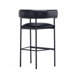 Onda Vegan Leather Metal Upholstered Barstool in Black