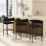 Onda Vegan Leather Metal Upholstered Barstool in Black