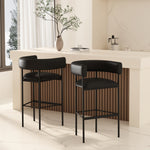Onda Vegan Leather Metal Upholstered Barstool in Black