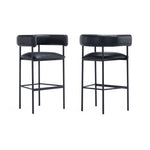 Onda Vegan Leather Metal Upholstered Barstool in Black