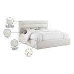 Adam Linen Textured Fabric Upholstered King Bed in Cream