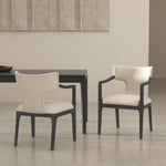 Eloria Chenille Wood Armchair in Cream