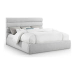 Adam Linen Textured Fabric Upholstered King Bed in Grey