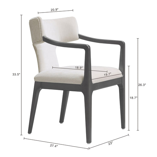 Eloria Chenille Wood Armchair in Cream