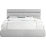 Adam Linen Textured Fabric Upholstered King Bed in Grey