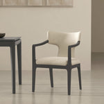 Eloria Chenille Wood Armchair in Cream