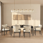 Eloria Chenille Wood Armchair in Cream