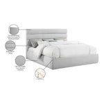 Adam Linen Textured Fabric Upholstered King Bed in Grey
