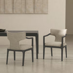 Eloria Chenille Wood Armchair in Taupe