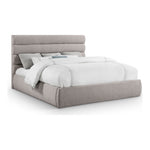 Adam Linen Textured Fabric Upholstered King Bed in Taupe