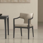 Eloria Chenille Wood Armchair in Taupe