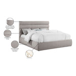 Adam Linen Textured Fabric Upholstered King Bed in Taupe